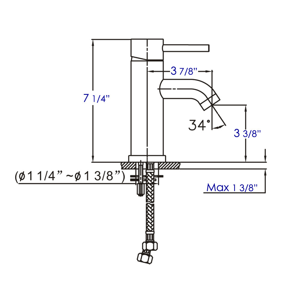 ALFI Brushed Nickel Single Lever Bathroom Faucet, AB1433-BN