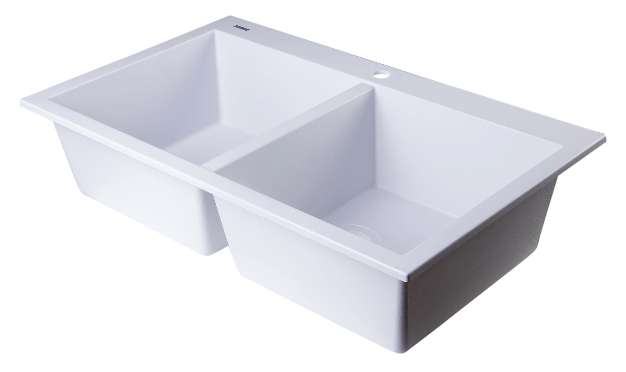 ALFI White 34" Drop-In Double Bowl Granite Composite Kitchen Sink, AB3420DI-W