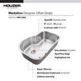 Houzer 32" Stainless Steel Undermount Gourmet Single Bowl Kitchen Sink, MH-3200-1 - The Sink Boutique
