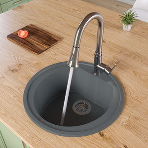 Alternate Image for ALFI brand AB2020DI-T Titanium 20" Drop-In Round Granite Composite Kitchen Prep Sink