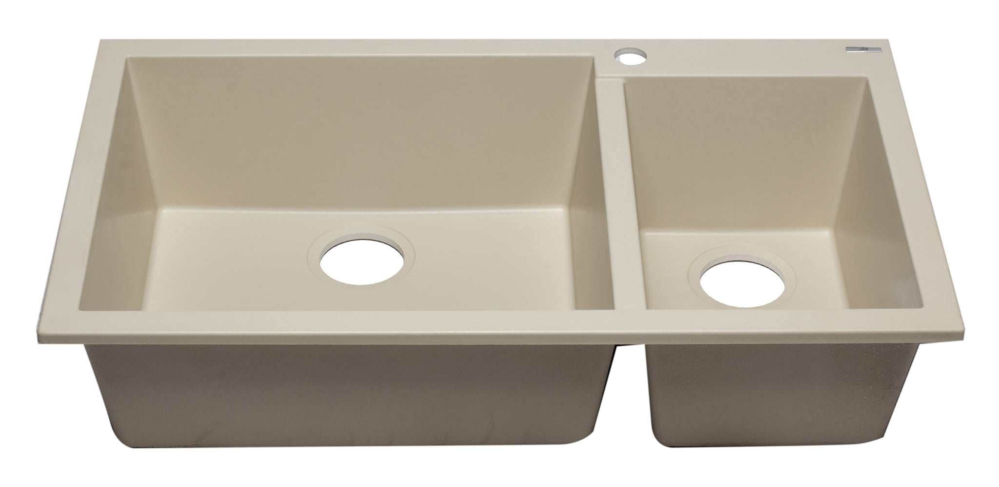 ALFI Biscuit 34" Double Bowl Drop In Granite Composite Kitchen Sink, AB3319DI-B