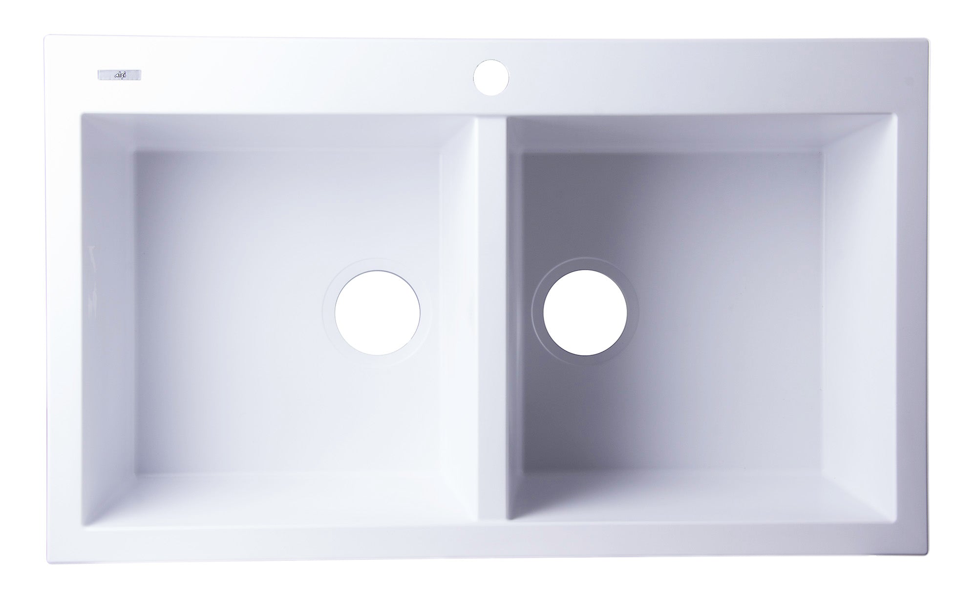 ALFI White 34" Drop-In Double Bowl Granite Composite Kitchen Sink, AB3420DI-W