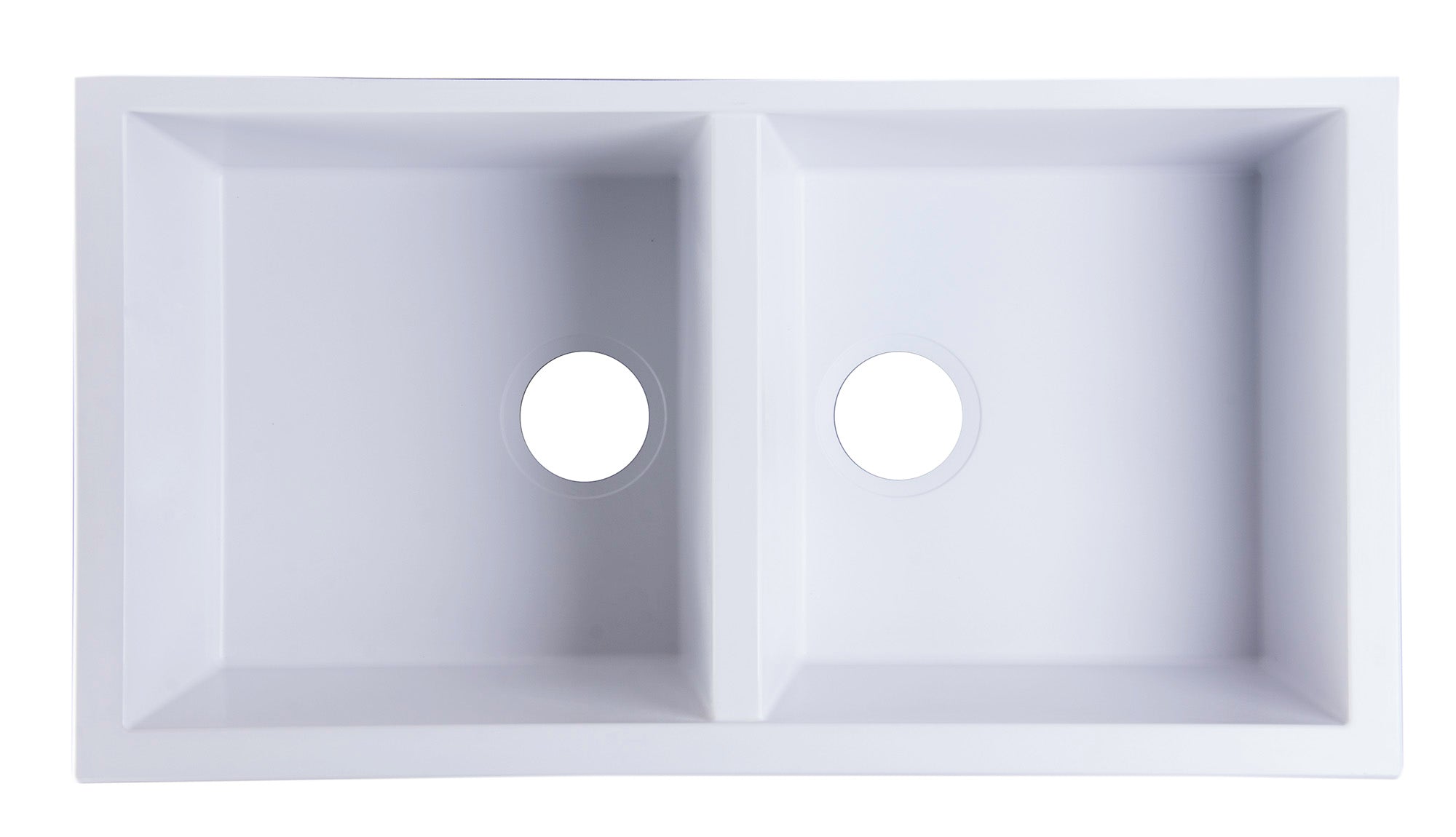 ALFI White 34" Undermount Double Bowl Granite Composite Kitchen Sink, AB3420UM-W