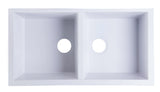 ALFI White 34" Undermount Double Bowl Granite Composite Kitchen Sink, AB3420UM-W