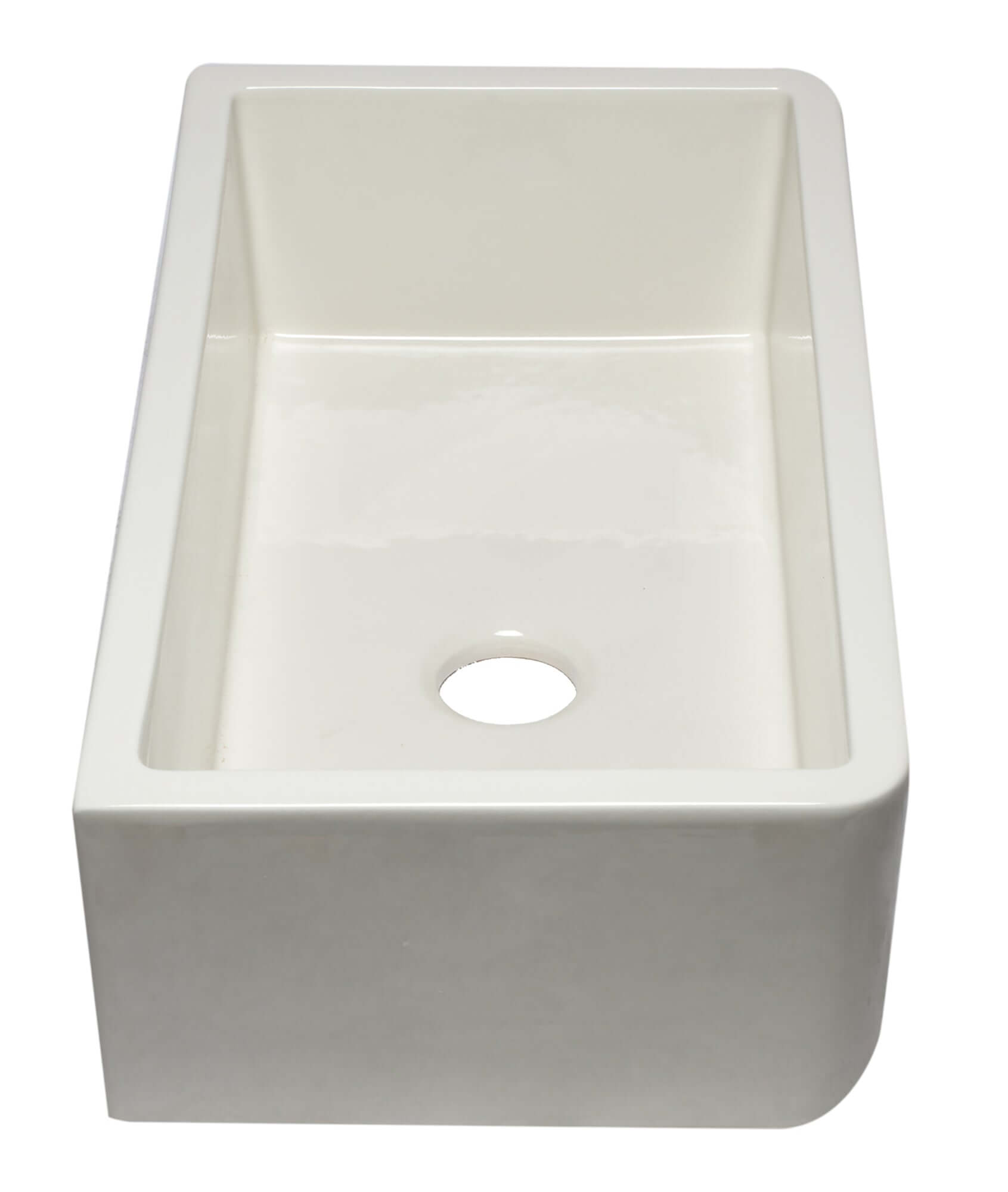 ALFI Brand AB3318SB-B 33" Biscuit Smooth Apron Solid Thick Wall Fireclay Single Bowl Farmhouse Sink Angled Side
