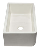 ALFI Brand AB3318SB-B 33" Biscuit Smooth Apron Solid Thick Wall Fireclay Single Bowl Farmhouse Sink Angled Side