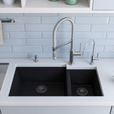 ALFI Black 34" Double Bowl Undermount Granite Composite Kitchen Sink, AB3319UM-BLA