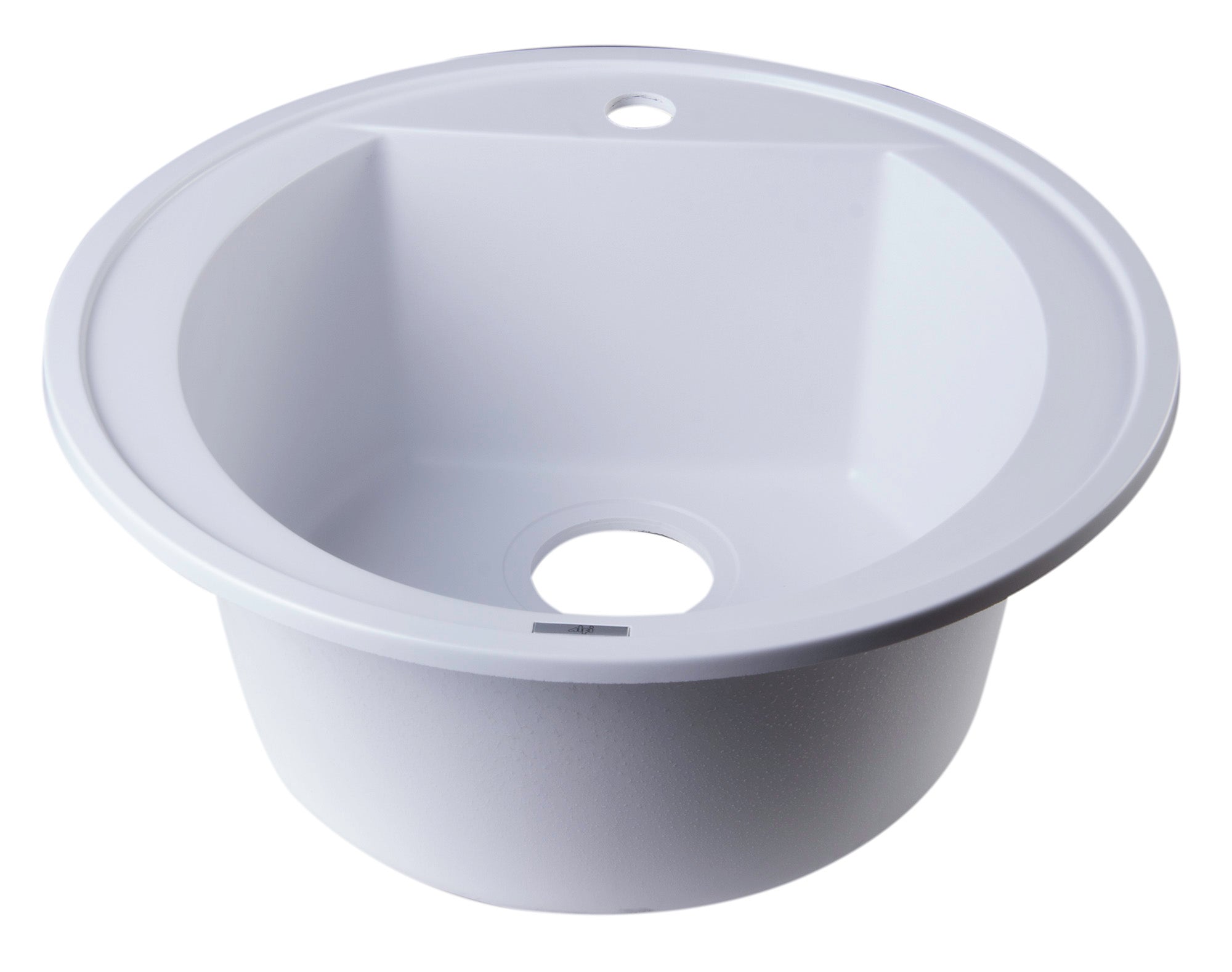 ALFI White 20" Drop-In Round Granite Composite Kitchen Prep Sink, AB2020DI-W