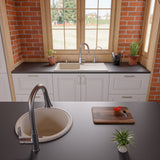 ALFI 34" Single Bowl Granite Composite Kitchen Sink with Drainboard, Biscuit, AB1620DI-B