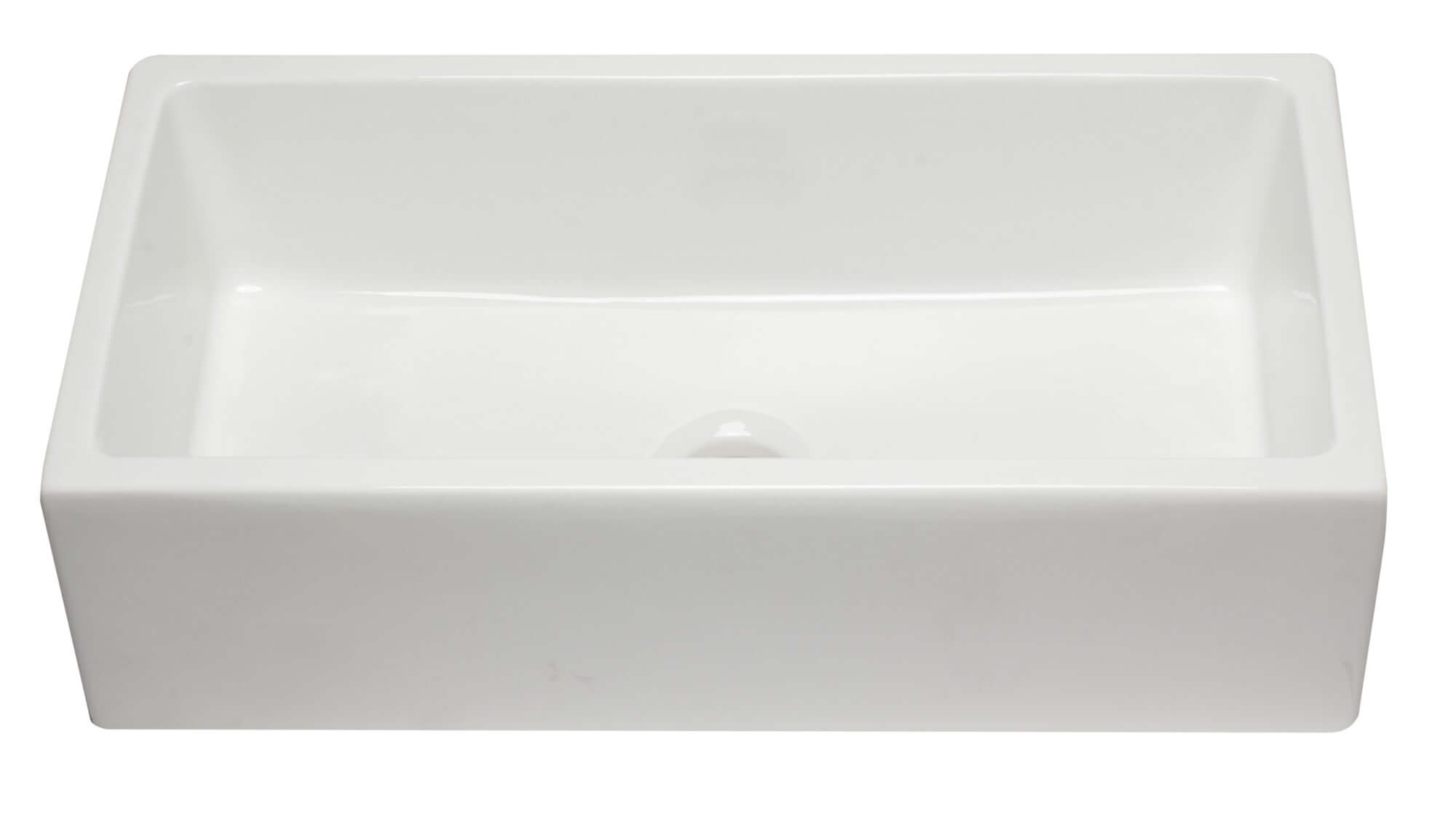 ALFI 36" Single Bowl Fireclay Farmhouse Kitchen Sink, White, Reversible, AB3618HS-W