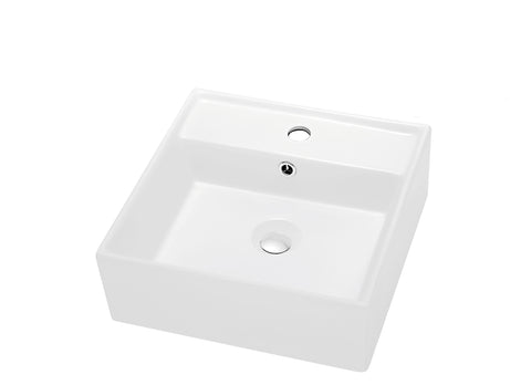 Dawn 16" Ceramic Vessel Sink, White, Square, CASN109019