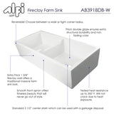 ALFI 39" Fireclay Double Bowl Bowl Farmhouse Apron Sink, White, AB3918DB - The Sink Boutique