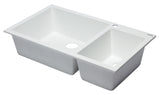 ALFI White 34" Double Bowl Drop In Granite Composite Kitchen Sink, AB3319DI-W