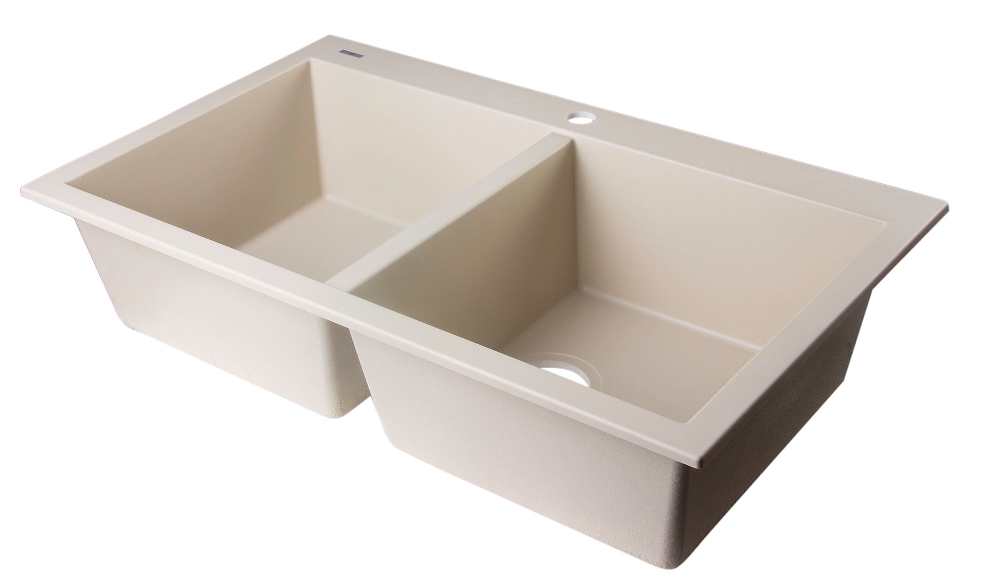 Alternate Image for ALFI Biscuit 34" Drop-In Double Bowl Granite Composite Kitchen Sink, AB3420DI-B