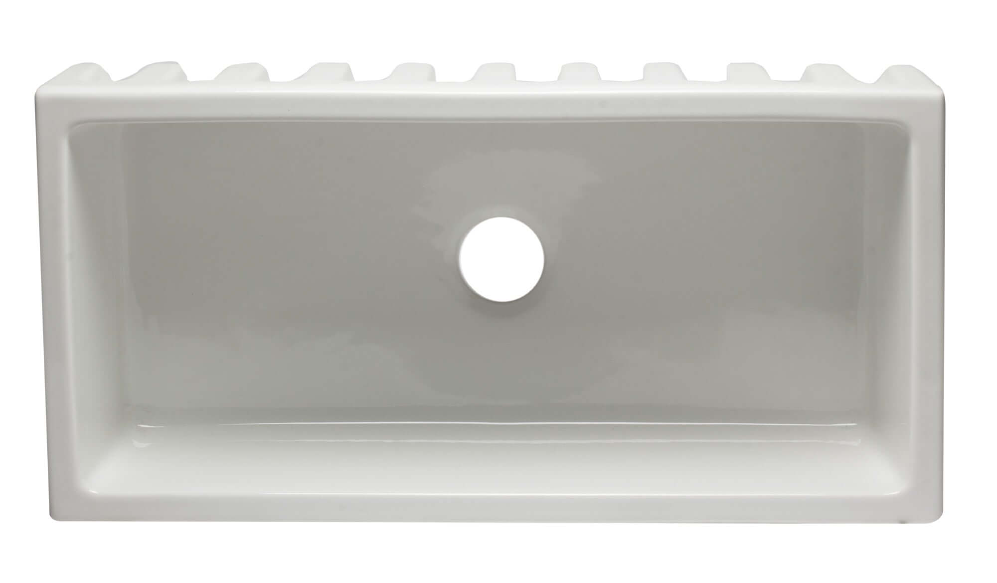 ALFI 36" Single Bowl Fireclay Farmhouse Kitchen Sink, White, Reversible, AB3618HS-W