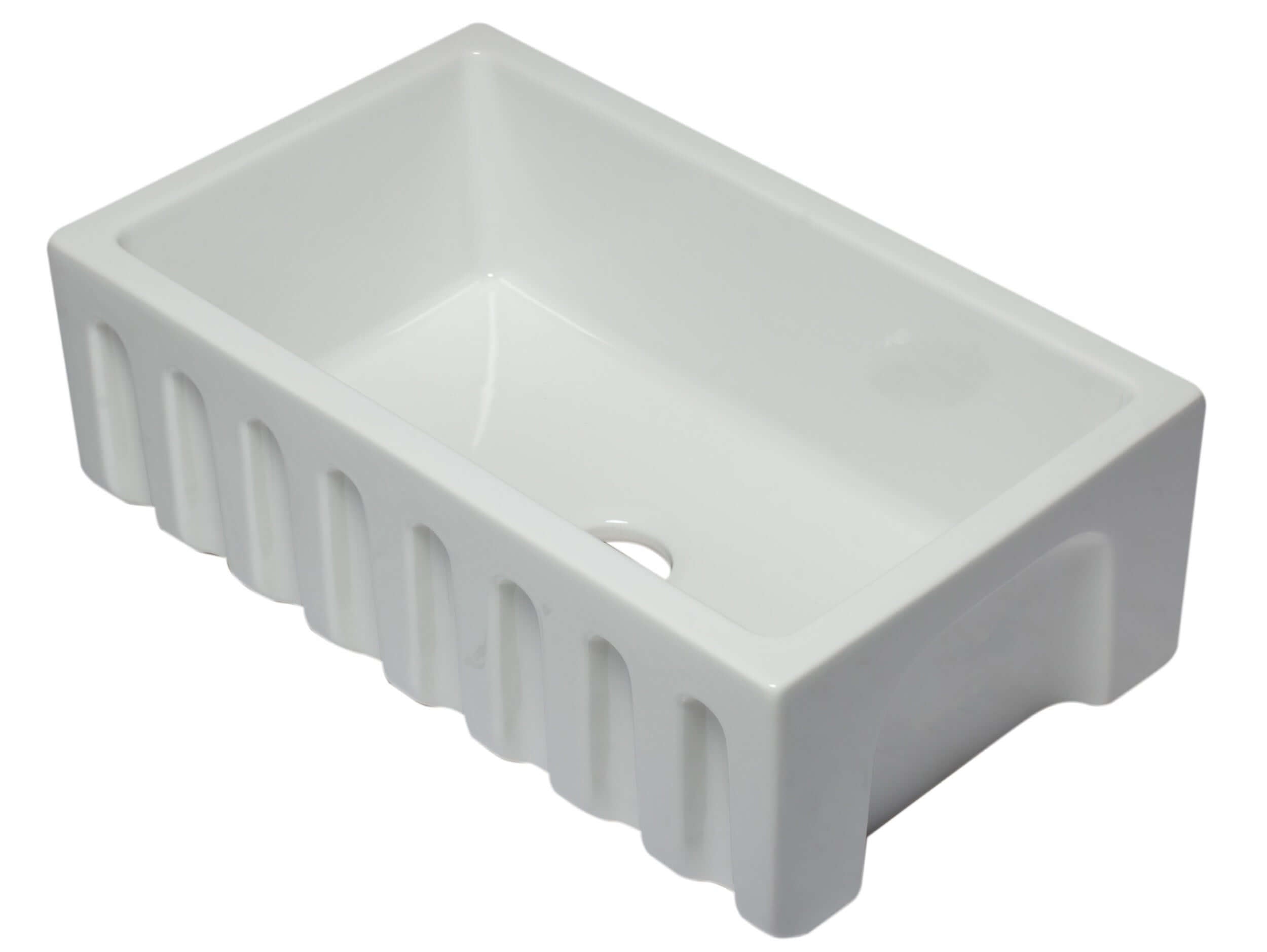 ALFI 30" Single Bowl Fireclay Farmhouse Apron Sink, White, Reversible, AB3018HS-W