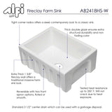 ALFI 24" Single Bowl Fireclay Farmhouse Apron Sink, White, Reversible, AB2418HS-W