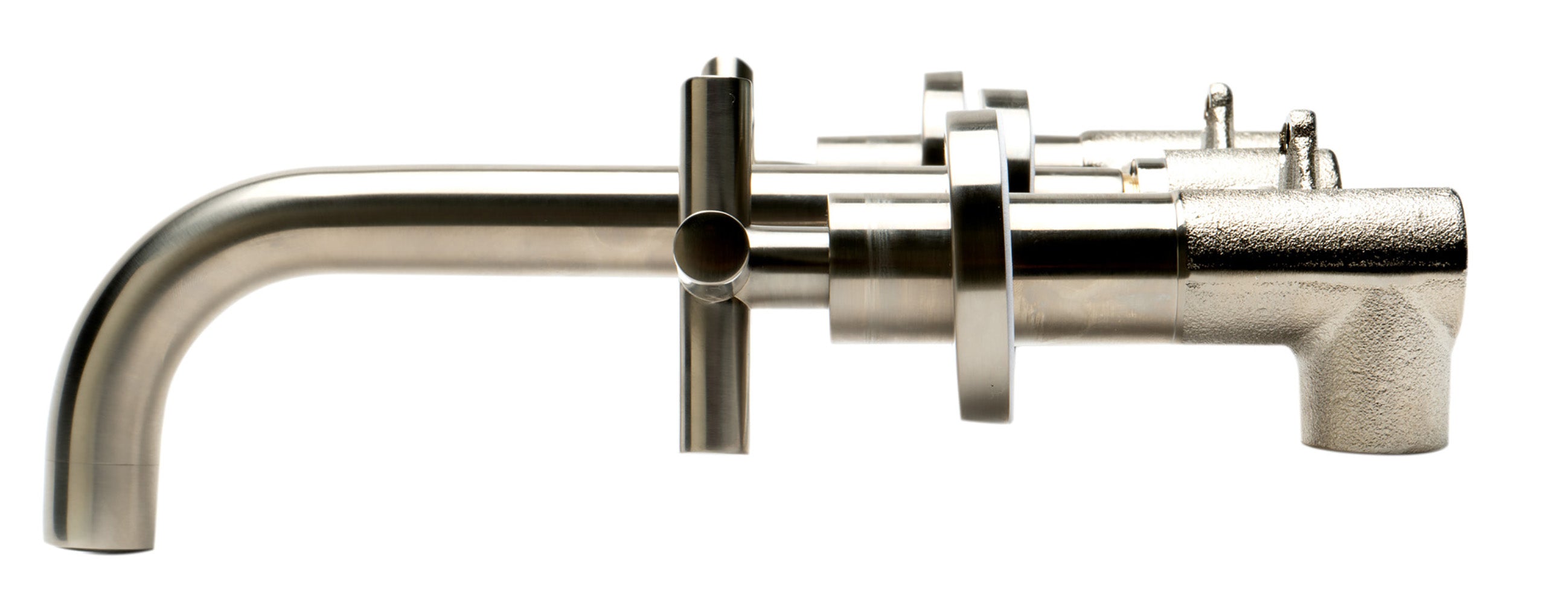 ALFI brand AB1035-BN Brushed Nickel 8" Widespread Wall-Mounted Cross Handle Faucet