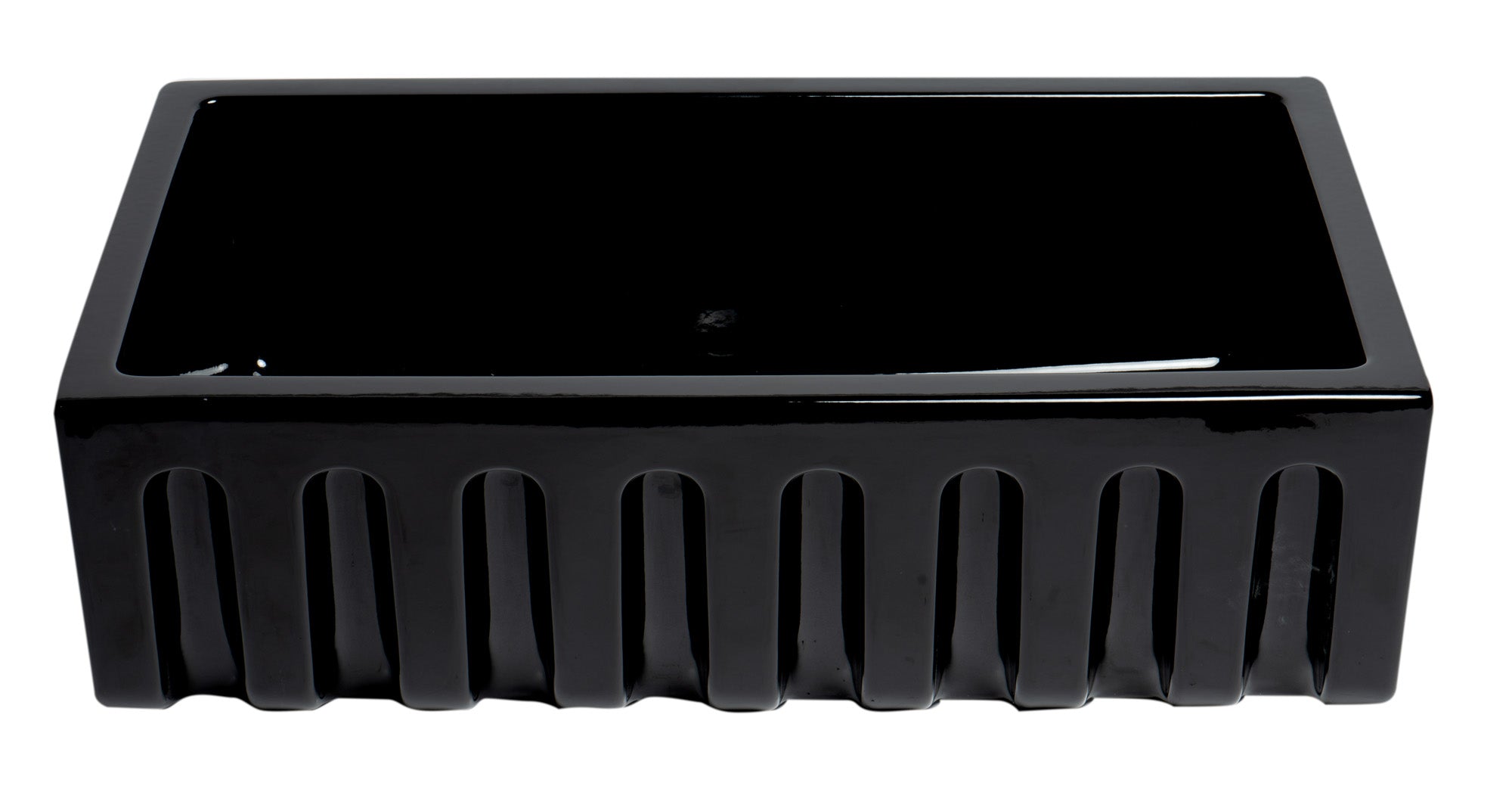 ALFI 33" Fireclay Farmhouse Kitchen Sink, Single Bowl, Reversible, Black Gloss, AB3318HS-BG