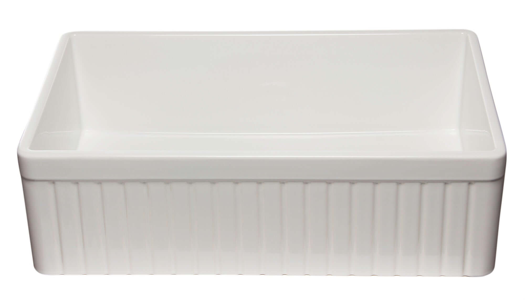 ALFI 33" Fluted Single Bowl Fireclay Farmhouse Apron Sink, White, AB532-W
