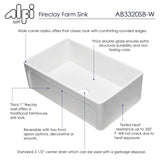 ALFI 33" Single Bowl Fireclay Farmhouse Apron Sink, White, AB3320SB-W - The Sink Boutique