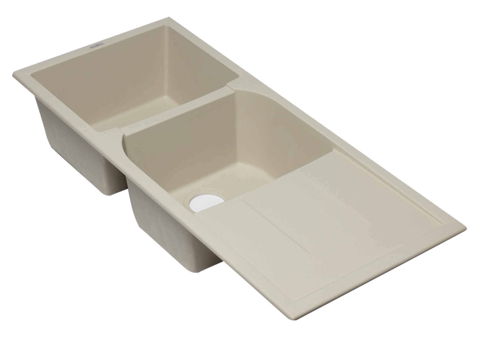 Alternate Image for ALFI 46" Double Bowl Granite Composite Kitchen Sink with Drainboard, Biscuit, AB4620DI-B