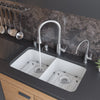 ALFI 32 inch White Double Bowl Fireclay Undermount Kitchen Sink, AB512UM-W
