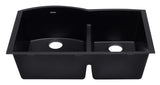 ALFI Black 33" Double Bowl Undermount Granite Composite Kitchen Sink, AB3320UM-BLA