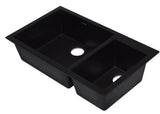 ALFI Black 34" Double Bowl Undermount Granite Composite Kitchen Sink, AB3319UM-BLA
