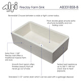 ALFI 33" Single Bowl Thick Wall Fireclay Farmhouse Apron Sink, Biscuit, AB3318SB-B - The Sink Boutique