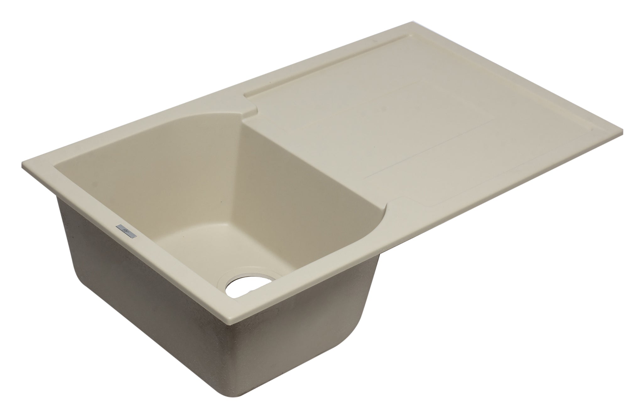 ALFI 34" Single Bowl Granite Composite Kitchen Sink with Drainboard, Biscuit, AB1620DI-B