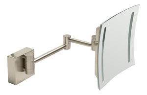 Alternate Image for ALFI brand ABM8WLED-BN Brushed Nickel Wall Mount Square 8" 5x Magnifying Cosmetic Mirror with Light