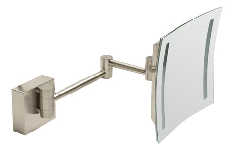 ALFI brandABM8WLED-BN Brushed Nickel Wall Mount Square 8" 5x Magnifying Cosmetic Mirror with Light