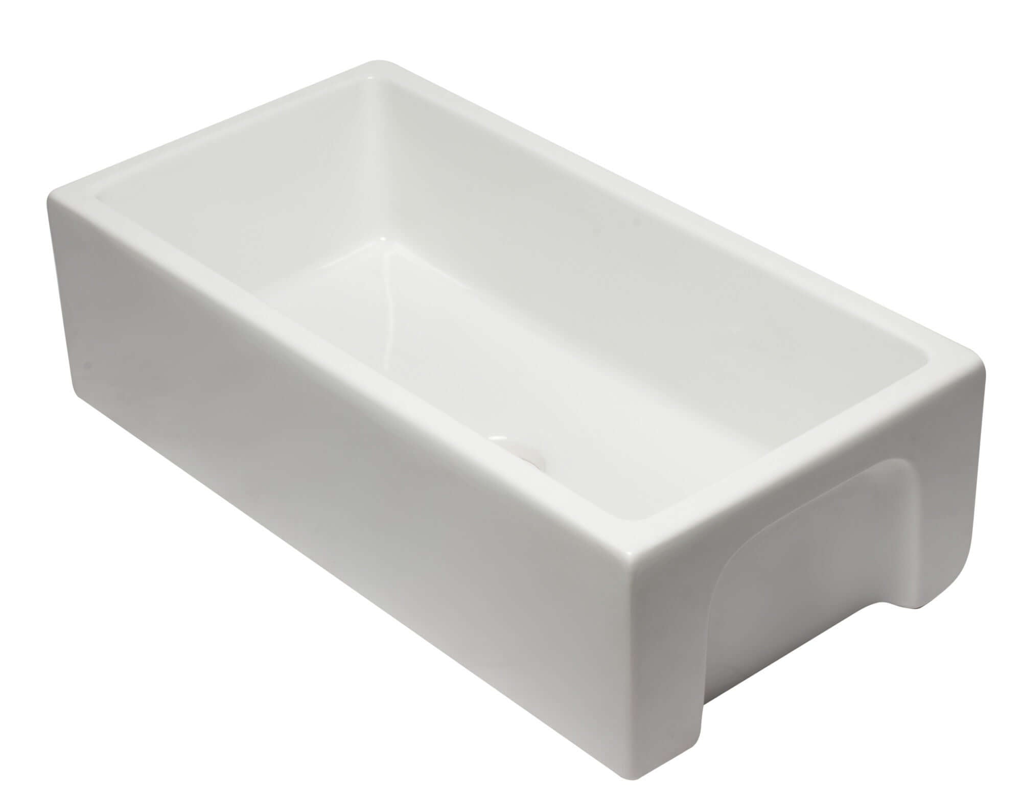 ALFI 36" Single Bowl Fireclay Farmhouse Kitchen Sink, White, Reversible, AB3618HS-W