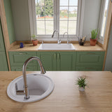 ALFI White 33" Double Bowl Drop In Granite Composite Kitchen Sink, AB3320DI-W