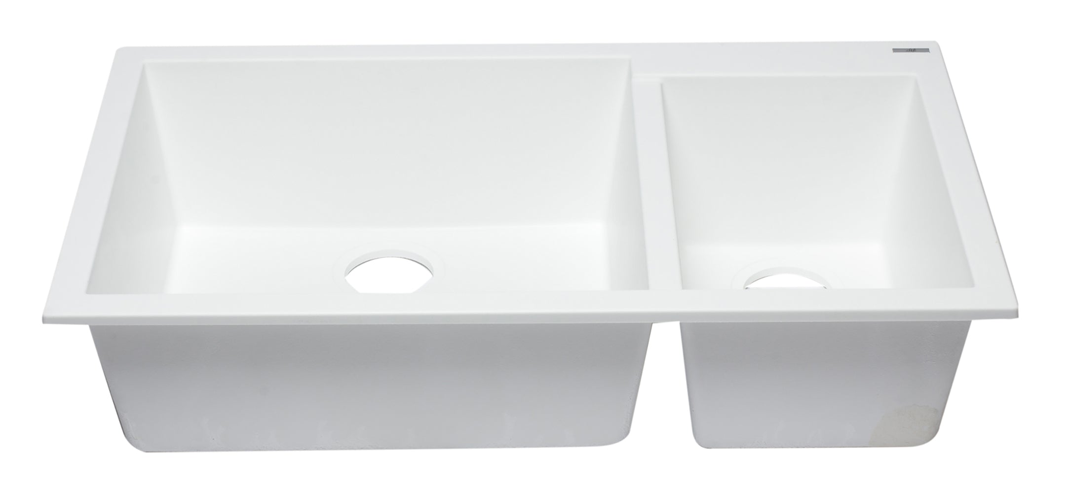 ALFI White 34" Double Bowl Undermount Granite Composite Kitchen Sink, AB3319UM-W