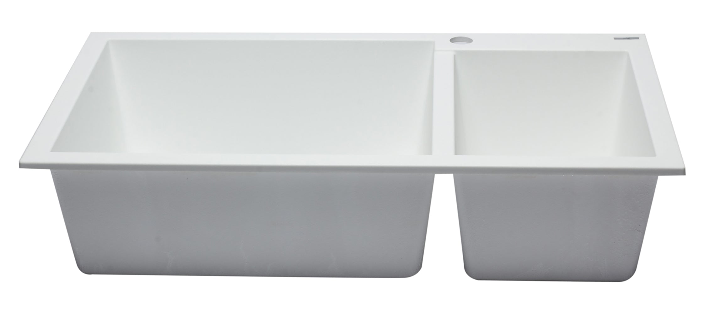 ALFI White 34" Double Bowl Drop In Granite Composite Kitchen Sink, AB3319DI-W