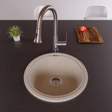 ALFI Biscuit 17" Drop-In Round Granite Composite Kitchen Prep Sink, AB1717DI-B
