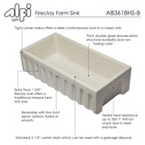 ALFI 36" Single Bowl Fireclay Farmhouse Arpon Sink, Biscuit, Reversible, AB3618HS-B
