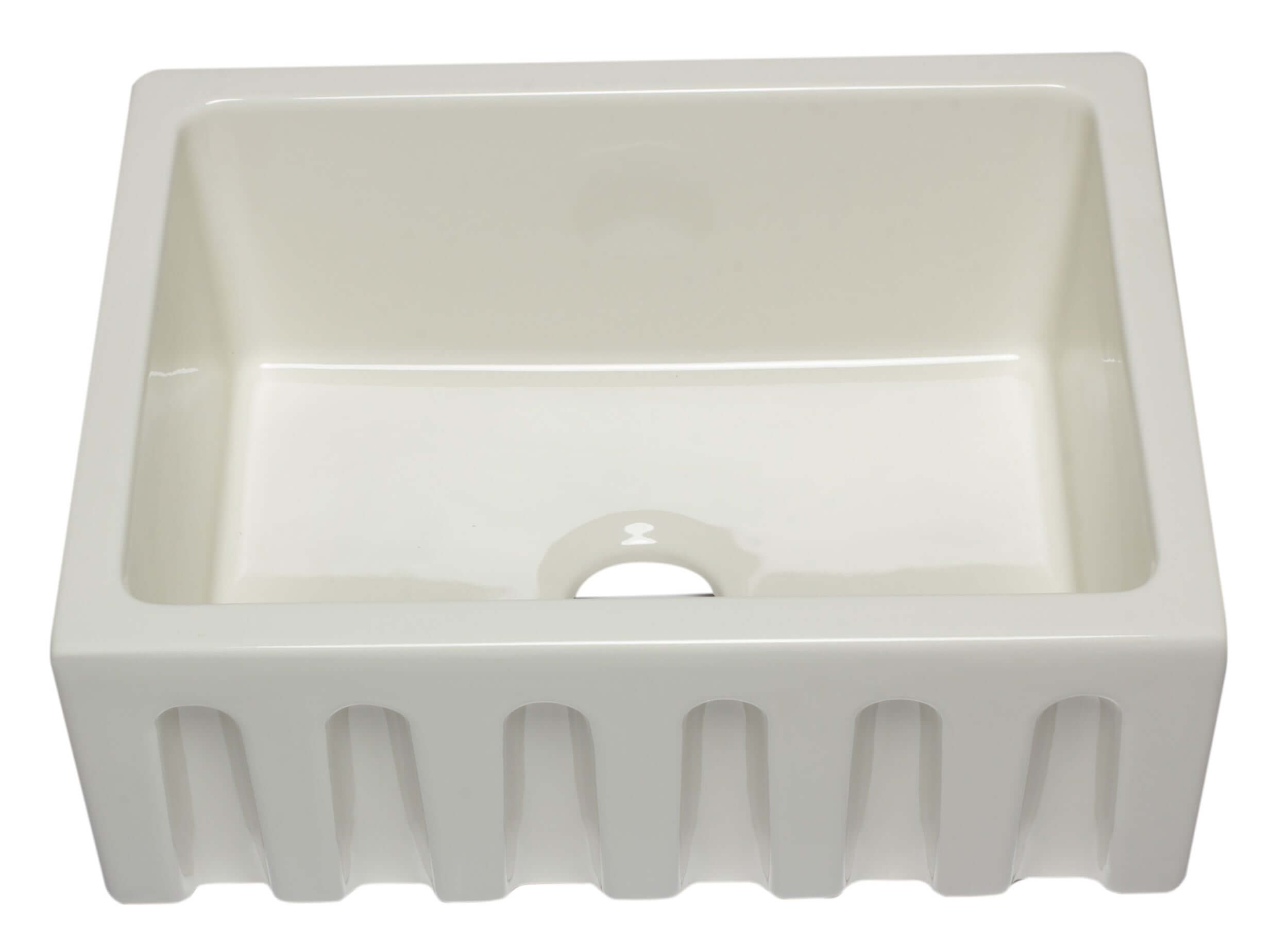 ALFI 24" Single Bowl Fireclay Farmhouse Apron Sink, Biscuit, Reversible, AB2418HS-B