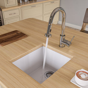 Alternate Image for ALFI White 17" Undermount Rectangular Granite Composite Kitchen Prep Sink, AB1720UM-W