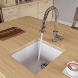 ALFI White 17" Undermount Rectangular Granite Composite Kitchen Prep Sink, AB1720UM-W