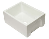 ALFI brand AB2418HS-B 24 inch Biscuit Reversible Smooth / Fluted Single Bowl Fireclay Farmhouse Sink