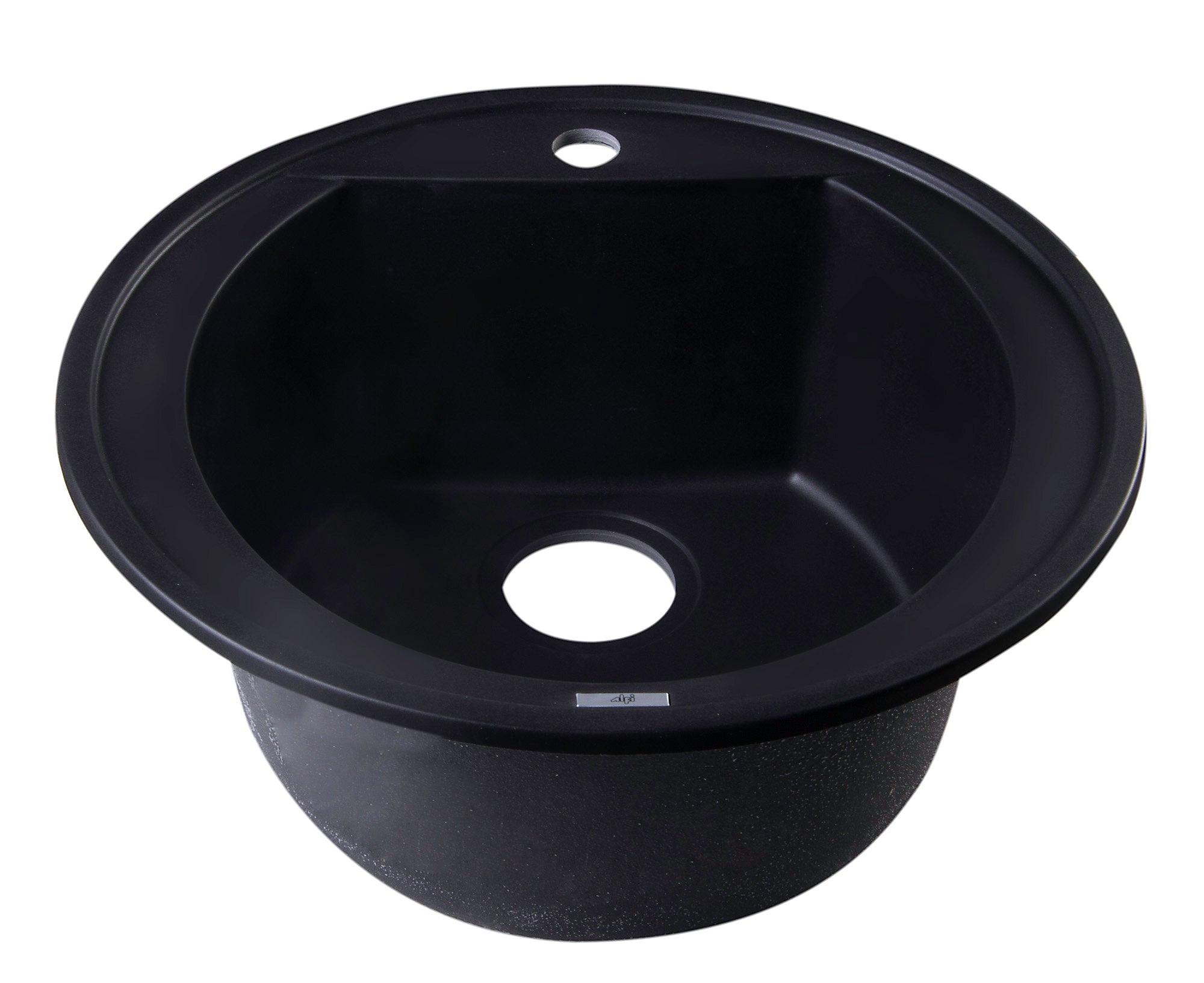 ALFI Black 20" Drop-In Round Granite Composite Kitchen Prep Sink, AB2020DI-BLA