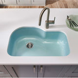 Houzer 31" Porcelain Enamel Steel Undermount Single Bowl Kitchen Sink, Green, PCH-3700 MT - The Sink Boutique