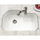 Houzer 31" Porcelain Enamel Steel Undermount Single Bowl Kitchen Sink, White, PCH-3700 WH - The Sink Boutique