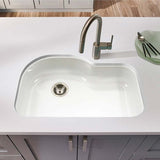 Houzer 31" Porcelain Enamel Steel Undermount Single Bowl Kitchen Sink, White, PCH-3700 WH - The Sink Boutique