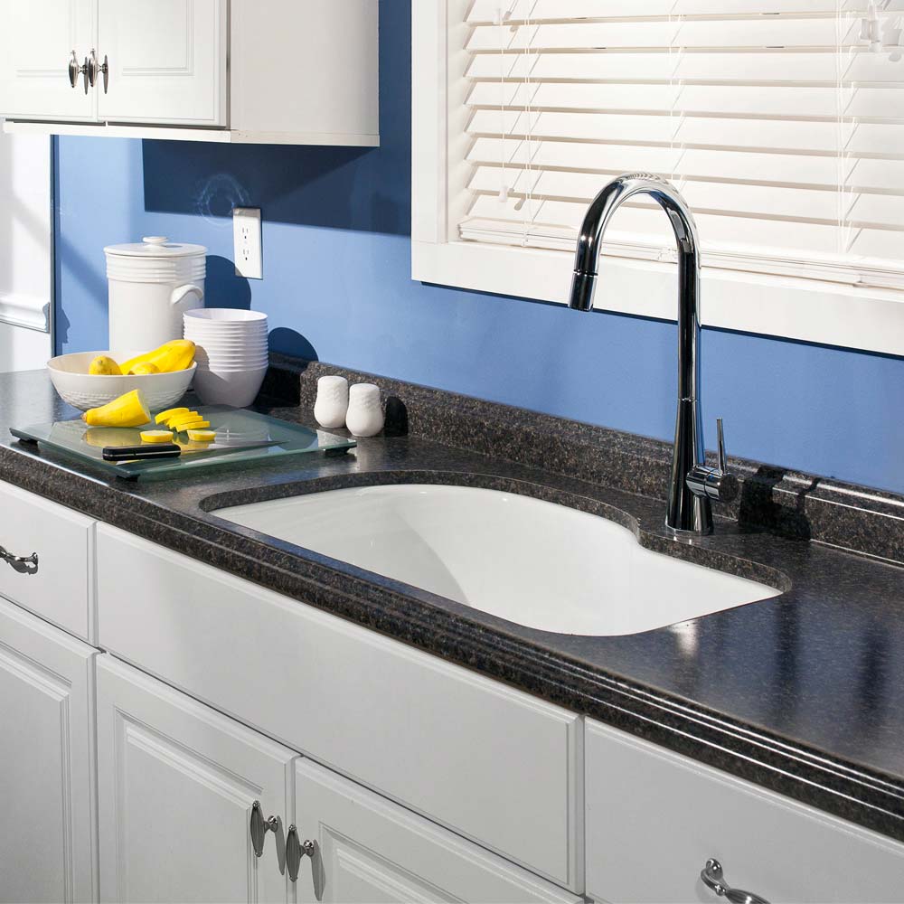 Houzer 31" Porcelain Enamel Steel Undermount Single Bowl Kitchen Sink, White, PCH-3700 WH - The Sink Boutique