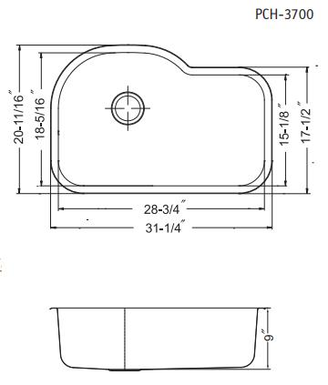 Houzer 31" Porcelain Enamel Steel Undermount Single Bowl Kitchen Sink, Yellow, PCH-3700 LE - The Sink Boutique