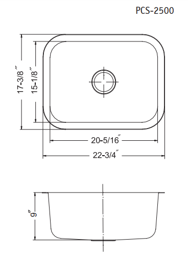Houzer 23" Porcelain Enamel Steel Undermount Single Bowl Kitchen Sink, Blue, PCS-2500 NB - The Sink Boutique